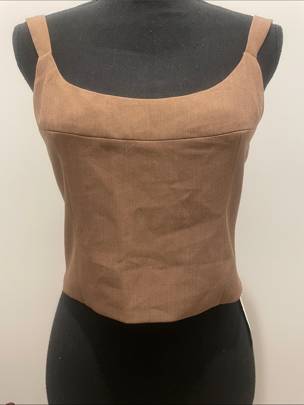 Square-Neck Brown Crop Top with Wide Straps